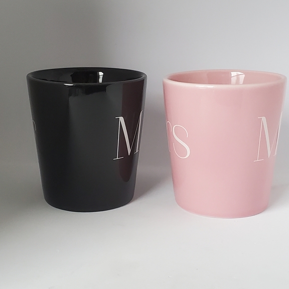 Mr & Mrs Mugs from Indigo Pink & Black  Coffee Tea Wedding Honeymoon Marriage - Picture 4 of 10